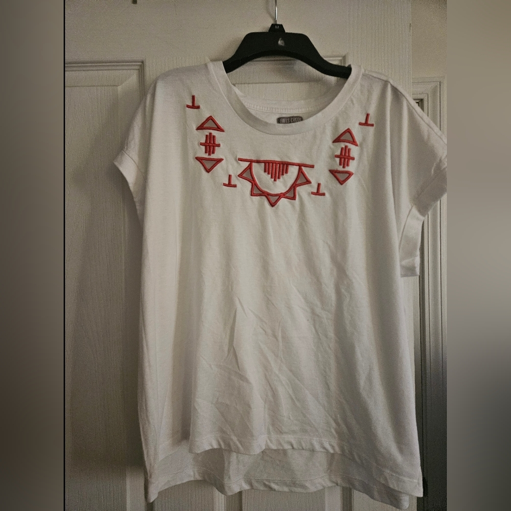 Falls Creek White and Red Graphic Tee Relaxed Fit